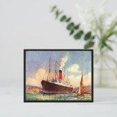 Oud Briefkaart - RMS Karpathie verlatend Messina (Staand voorkant)