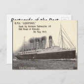 Oud Briefkaart - RMS Lusitania (Voorkant / Achterkant)