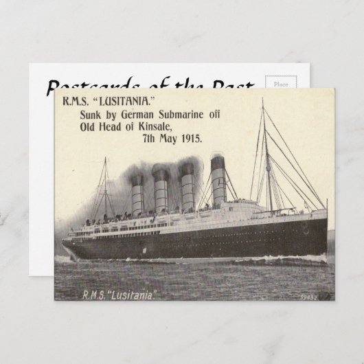 Oud Briefkaart - RMS Lusitania (Voorkant / Achterkant)