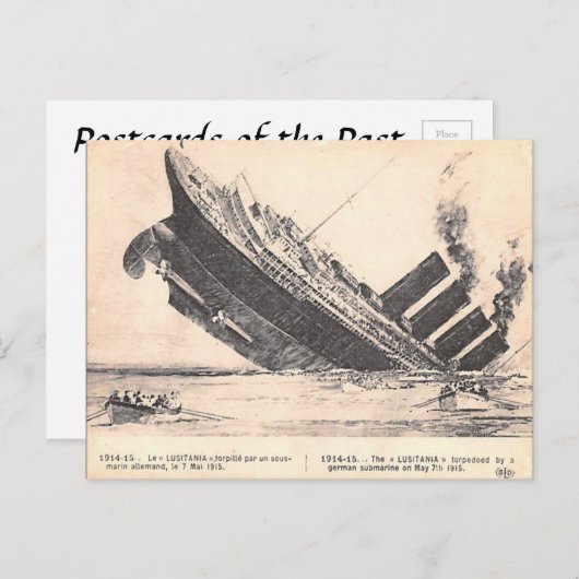 Oud Briefkaart - RMS Lusitania (Voorkant / Achterkant)