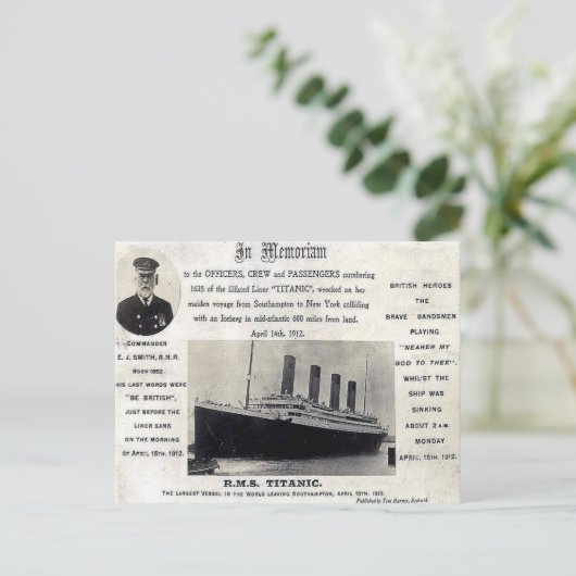 Oud Briefkaart - RMS "Titanic" (Staand voorkant)