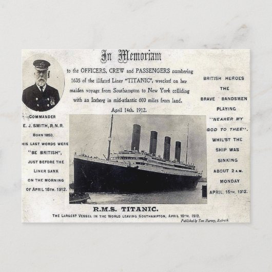 Oud Briefkaart - RMS "Titanic" (Voorkant)
