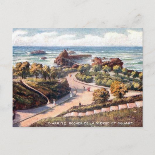 Oud Briefkaart - Rocher de la Vierge, Biarritz (Voorkant)