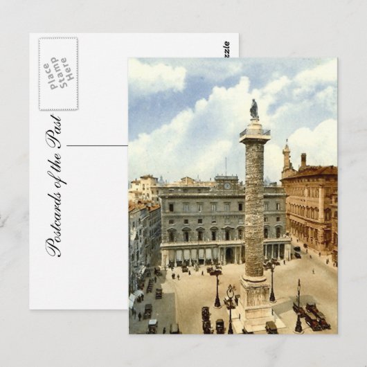 Oud Briefkaart, Rome, Piazza Colonna Briefkaart (Voorkant / Achterkant)