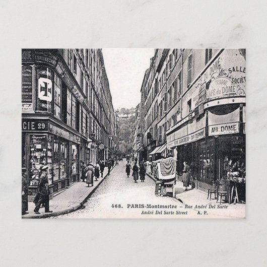 Oud Briefkaart - Rue André del Sarte, Parijs (Voorkant)