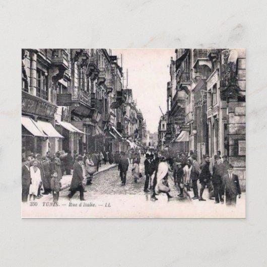 Oud Briefkaart - Rue d'Italie, Tunis (Voorkant)