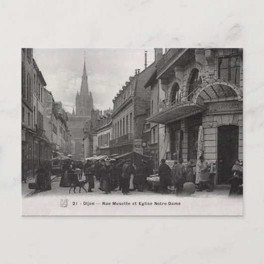Oud Briefkaart - Rue Musette, Dijon, Frankrijk (Voorkant)