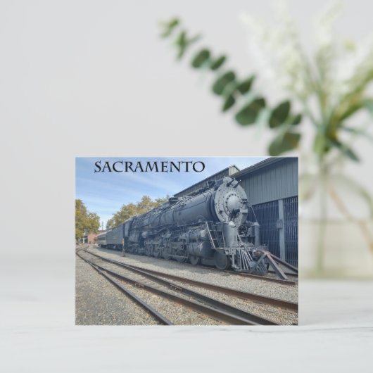 Oud briefkaart Sacramento Steam Engine (Staand voorkant)