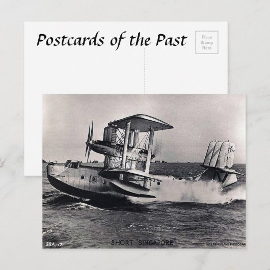 Oud Briefkaart - Singapore vliegende boot (Voorkant / Achterkant)