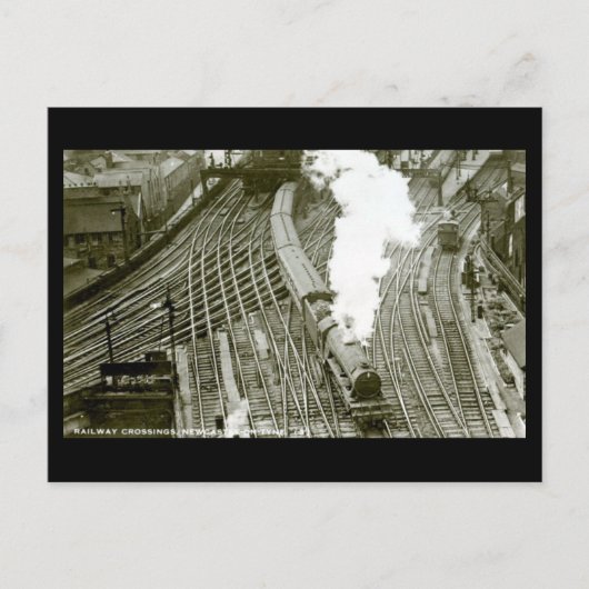 Oud Briefkaart - Spoorwegkruising, Newcastle-on-Ty (Voorkant)
