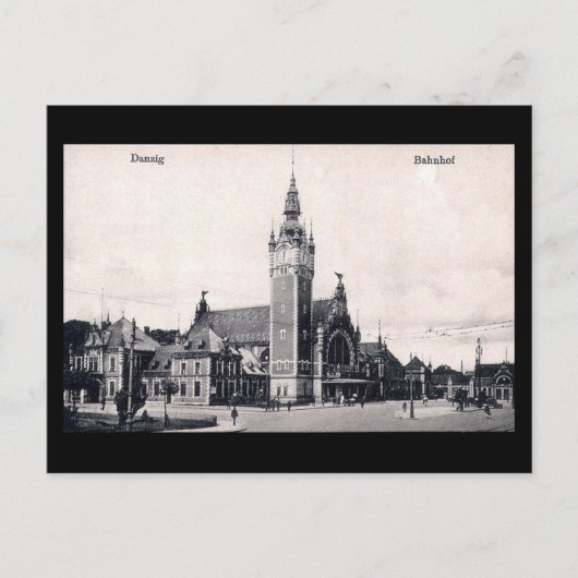 Oud Briefkaart, spoorwegstation Gdansk/Danzig Briefkaart (Voorkant)