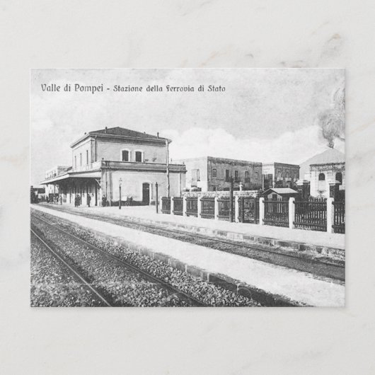 Oud Briefkaart - spoorwegstation Pompei (Voorkant)