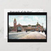 Oud Briefkaart - Spoorwegstation, Wiesbaden, Duits (Voorkant / Achterkant)