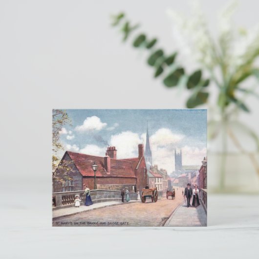 Oud Briefkaart - St Mary's op de brug, Derby (Staand voorkant)