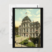 Oud Briefkaart - stadhuis, Boston, massa (Voorkant / Achterkant)