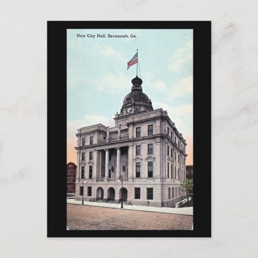 Oud Briefkaart, stadhuis, Savannah, Georgia Briefkaart (Voorkant)