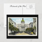 Oud Briefkaart, stadhuis, Savannah, Georgia Briefkaart (Voorkant / Achterkant)