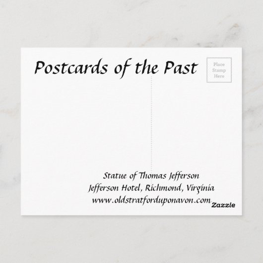 Oud Briefkaart - standbeeld van Thomas Jefferson (Achterkant)