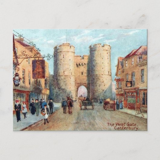 Oud Briefkaart - The West Gate, Canterbury, Kent (Voorkant)