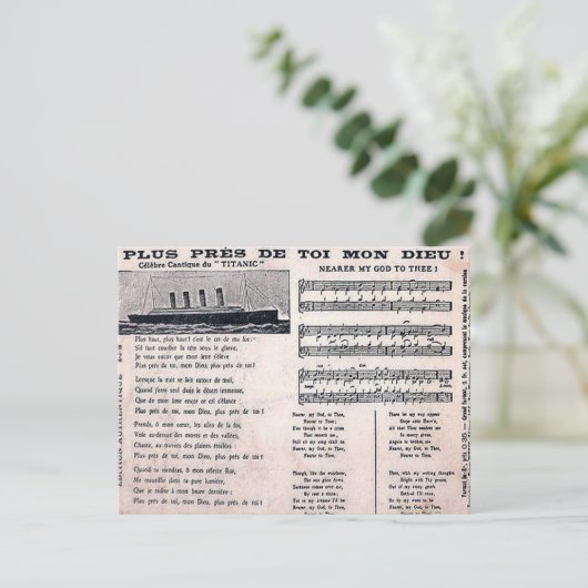 Oud Briefkaart - "Titanic" Hymn (Staand voorkant)
