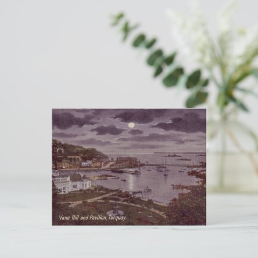 Oud Briefkaart - Torquay door Moonlight (Staand voorkant)