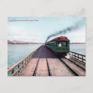 Oud Briefkaart - Trein, Great Salt Lake, Utah