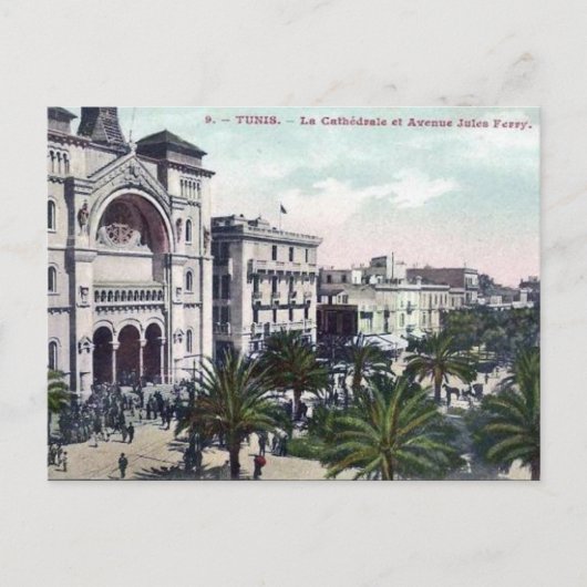 Oud Briefkaart - Tunis, kathedraal (Voorkant)