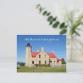 Oud briefkaart van de vuurtoren van Mackinac Point (Staand voorkant)