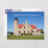 Oud briefkaart van de vuurtoren van Mackinac Point (Voorkant / Achterkant)