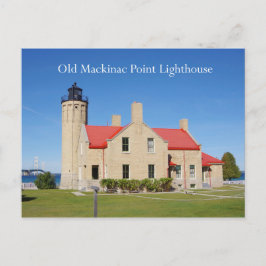 Oud briefkaart van de vuurtoren van Mackinac Point