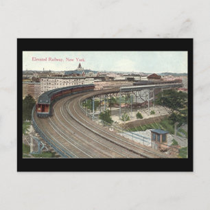 Oud Briefkaart, verhoogde spoorweg, New York City Briefkaart