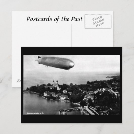 Oud Briefkaart - Vliegtuig over Friedrichshafen (Voorkant / Achterkant)