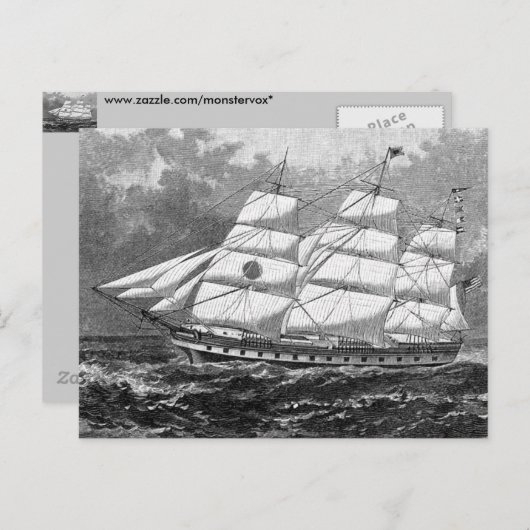 Oud Briefkaart voor verzend schip (Voorkant / Achterkant)