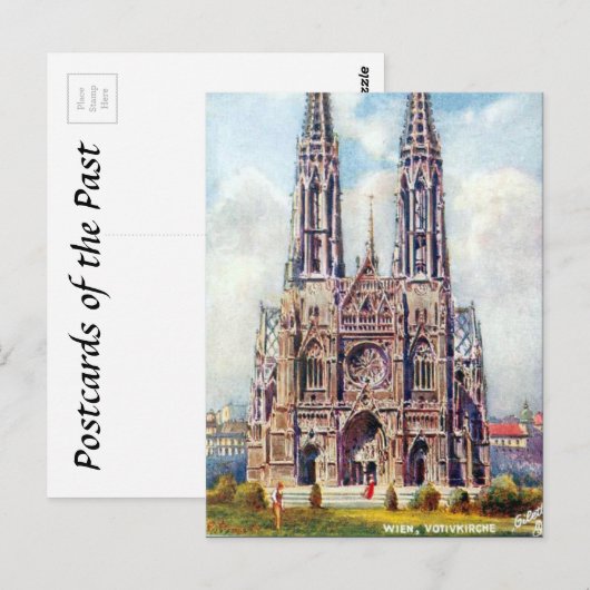 Oud Briefkaart - Votivkirche, Wenen, Oostenrijk (Voorkant / Achterkant)