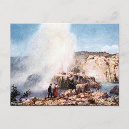 Oud Briefkaart - Whakarewarewa, Rotorua, Nieuw-Zee (Voorkant)