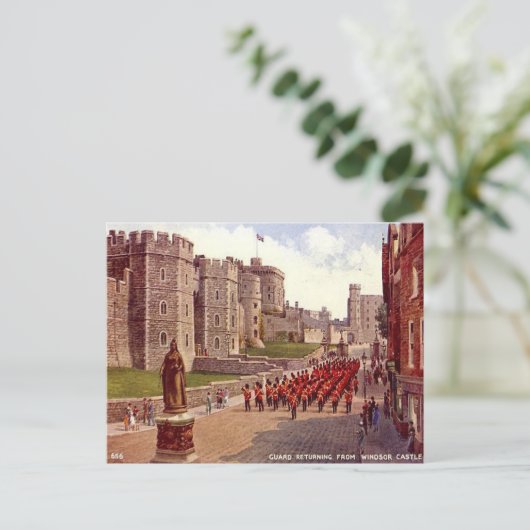 Oud Briefkaart - Windsor Castle - de Guards (Staand voorkant)
