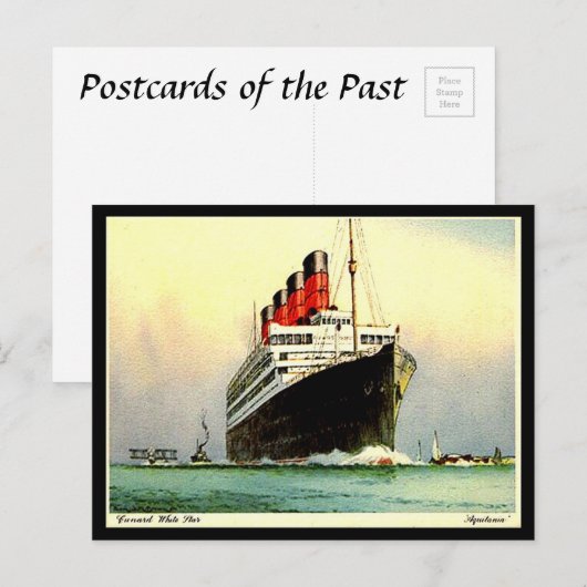 Oud Briefkaart - Witte ster "Aquitania" (Voorkant / Achterkant)