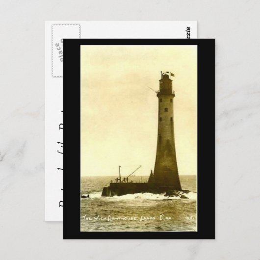 Oud Briefkaart - Wolf Rock vuurtoren, Land End (Voorkant / Achterkant)