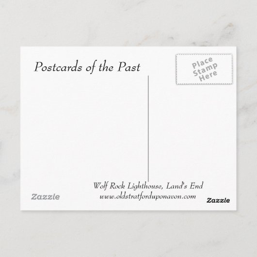 Oud Briefkaart - Wolf Rock vuurtoren, Land End (Achterkant)