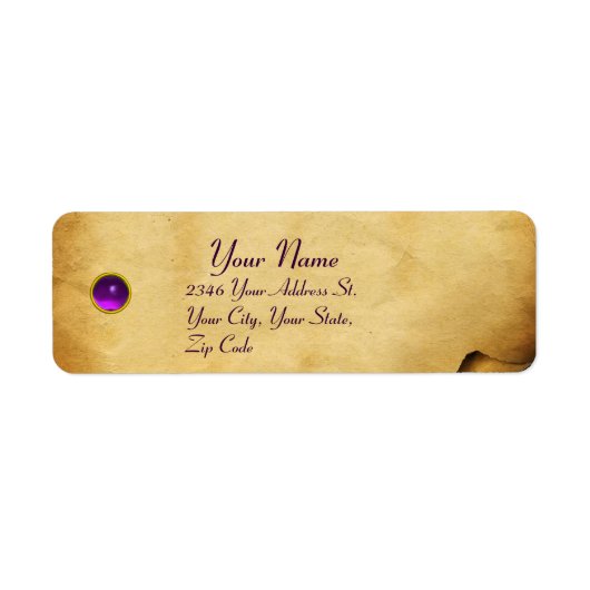 OUD BROWN PARCHMENT, GEM STONE ETIKET (Voorkant)