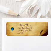 OUD BROWN PARCHMENT, GEM STONE ETIKET (Insitu)