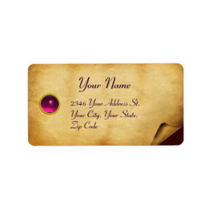OUD BROWN PARCHMENT, GEM STONE ETIKET