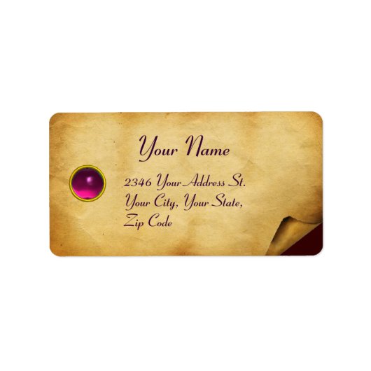 OUD BROWN PARCHMENT, GEM STONE ETIKET (Voorkant)