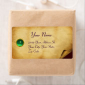 OUD BROWN PARCHMENT, GEM STONE ETIKET (Insitu)