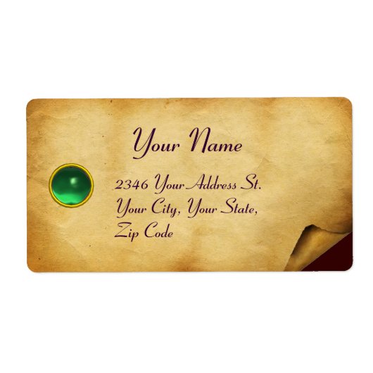 OUD BROWN PARCHMENT, GEM STONE ETIKET (Voorkant)