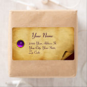 OUD BROWN PARCHMENT, GEM STONE ETIKET (Insitu)