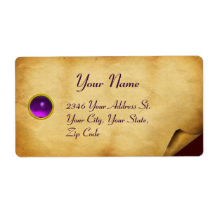 OUD BROWN PARCHMENT, GEM STONE ETIKET