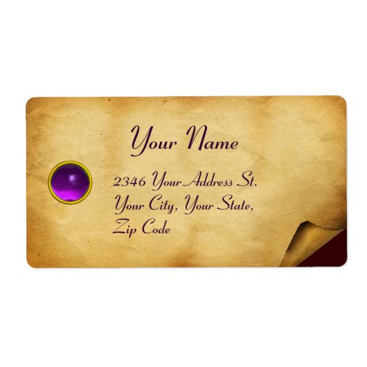 OUD BROWN PARCHMENT, GEM STONE ETIKET (Voorkant)