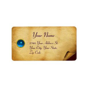 OUD BROWN PARCHMENT, GEM STONE ETIKET
