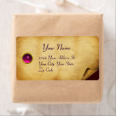 OUD BROWN PARCHMENT, GEM STONE ETIKET (Insitu)